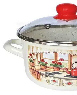 MAKRO - Randlík smalt 14cm 1L so sklenenou pokrievkou Rustika