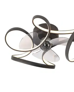 Stropný ventilátor čierny 55 cm vrátane LED stmievateľný s diaľkovým ovládaním - Mandy