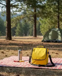 KONDELA Henra Typ 2 pikniková termotaška s chladiacimi kazetami žltá
