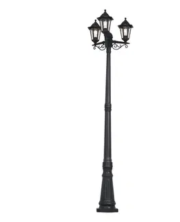 Klasické vonkajšie stĺpikové svietidlo čierne 217 cm IP44 - New Haven Hammered