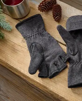 Palčiaky z pleteného flísu s príklopkou