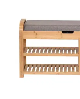 BAMBOO skrinka na topánky so sedákom, šedá