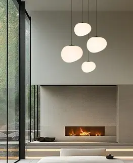 Závesná lampa STONES 20 cm v japonskom štýle - s tienidlom inšpirovaným bielym kameňom - minimalistické stropné osvetlenie do obývačky E27