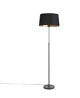 Stojaca lampa čierna s čiernym tienidlom 45 cm nastaviteľná - Parte