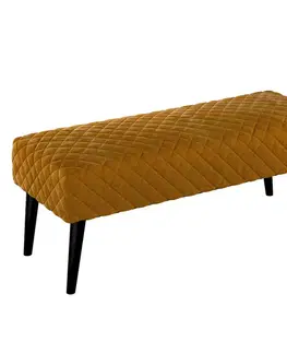Dekoria Čalúnená lavica, pikovaná, Velvet, Sennepsgul, 100 x 40 x 40 cm, Velvet, 704-23