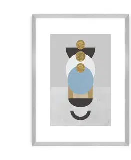 Dekoria Plagát Geometric Shapes II, 70 x 100 cm, Ramka: Srebrna