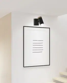 Nástenná lampa Lagos, pohyblivá, čierne drevené tienidlo, GU10