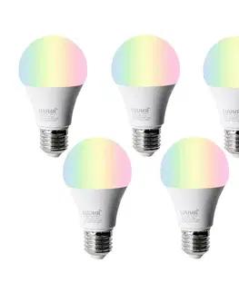 Sada 5 ks Inteligentné LED žiarovky E27 A60 matné RGBW 9W 806lm 2700-6500K