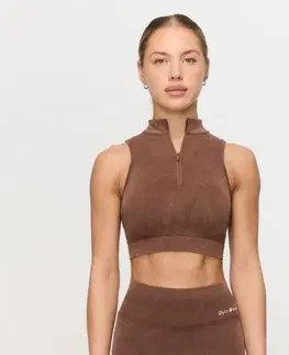 GymBeam Bezšvová športová podprsenka Fierce Brown  M