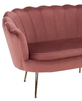 KONDELA Noblin dvojsedačka ružová (Velvet) / zlatá