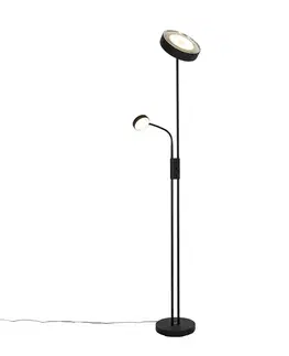 Stojaca lampa čierna vrátane LED a stmievača so svetlom na čítanie - Kelso