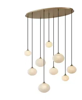 Art Deco závesná lampa zlatá s opálovým sklom 9-svetiel - Yani