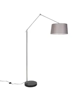 Moderná stojaca lampa oceľ s tienidlom tmavosivá 45 cm - Editor