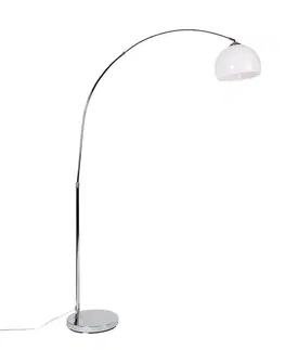 Moderná oblúková lampa chrómová s bielym tienidlom - Arc Basic