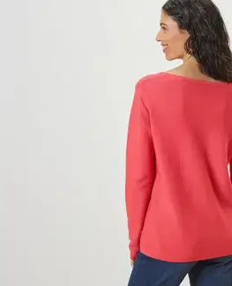 Pletený pulóver, koralový