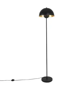 Priemyselná stojaca lampa čierna so zlatom 160 cm - Magnax