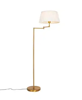Stojaca lampa bronzová s bielym skladaným tienidlom a nastaviteľným ramenom - Ladas Deluxe