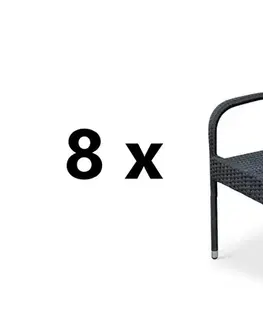 8 ks ESSEN II záhradné ratanové kreslo, čierna (antracit)