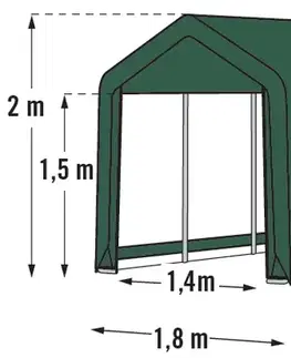 Plachtový prístrešok 1,8 x 3 m zelená Dekorhome