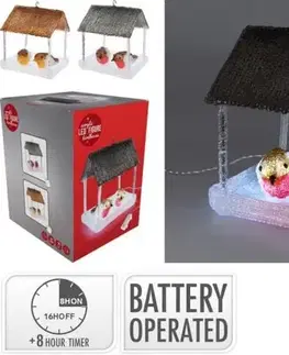 Kinekus Dekorácia búdka vtáčia LED 18,5x16,5x23 cm s časovačom akryl mix