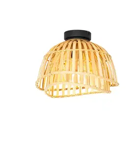 Orientálne stropné svietidlo čierne s prírodným bambusom 30 cm - Pua