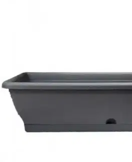 Kinekus Truhlík s miskou 60cm antracit, plastový, s otvorom na zalievanie