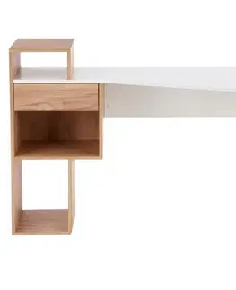 KONDELA Fonty písací stôl dub craft zlatý / biela
