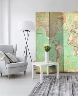 Paraván Turquoise World Map Dekorhome