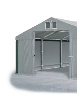 Skladový stan 5x10x2,5m strecha PVC 560g/m2 boky PVC 500g/m2 konštrukcie ZIMA PLUS Zelená Šedá Šedá