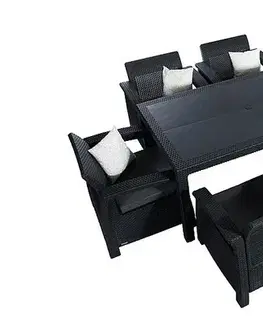 DEOKORK Záhradná ratanová zostava CORFU LOUNGE SET II. 1+6 antracit