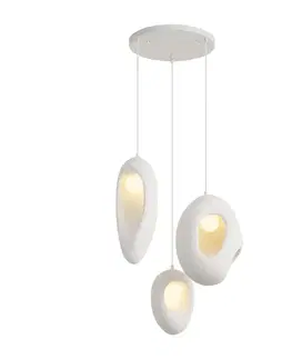 Japandi Závesná lampa biela s organickým tienidlom 3-svetelná - Moonstone