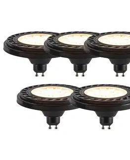 Sada 5 stmievateľných LED AR111 čiernych 8W 600lm 2700K s päticou GU10