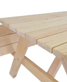 Masívny drevený pivný set so sklopnými lavicami 180 cm (prírodný)