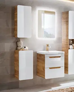 ArtCom Vysoká skrinka do kúpeľne s košom ARUBA White 804