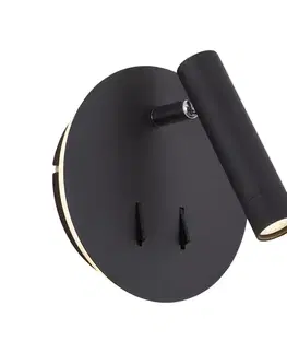 Moderná čierna nástenná lampa vrátane LED s USB-C - Croft