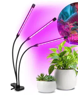  LED Stmievateľná lampa s klipom na pestovanie rastlín VITARO 3xLED/10W/230V čierna KDSN00000082