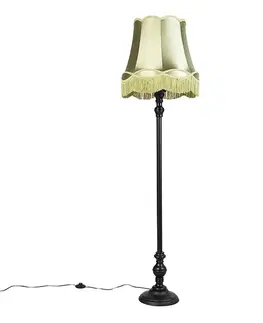 Inteligentná stojaca lampa čierna s tienidlom Granny zelená vrátane Wifi A60 - Classico