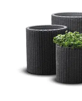 Set kvetináčov CYLINDER S+M+L polyratan Keter