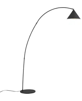 Retro stojaca lampa čierna s bielym interiérom - Triangolo