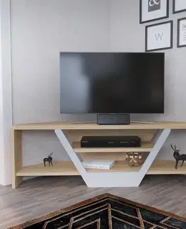 TV stolík Sares - Oak, White