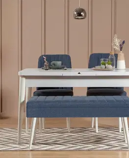 Jedálenský set s rozkladacím stolom a stoličkami (4 kusy) Vina 1048 - 3 - White, Dark Blue