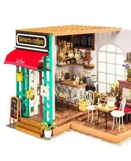 Drevené 3D puzzle Kaviareň LED