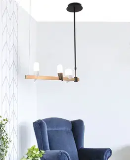 Čierno-zlatá LED závesná lampa na ostrovček Sakai Ledea