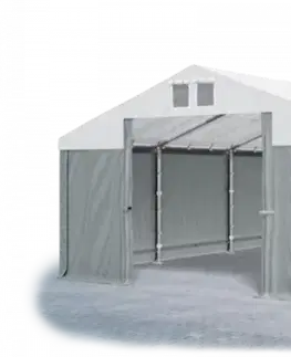 Skladový stan 5x10x2,5m strecha PVC 560g/m2 boky PVC 500g/m2 konštrukcie ZIMA PLUS Bílá Šedá Šedá
