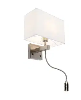 Inteligentná nástenná lampa oceľ s tienidlom krémovo bielej farby vrátane Wifi P45 - Bergamo