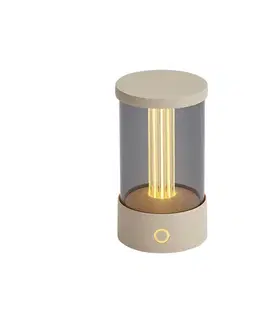 Vonkajšia stolná lampa béžová nabíjateľná vrátane nabíjacej stanice IP65 - Grill