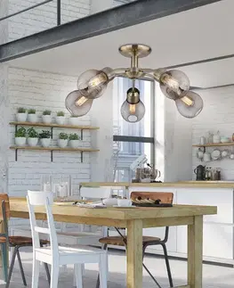 Stropná lampa s patinovaným drôteným tienidlom 5x60W Gliva