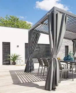DEOKORK Záhradný hliníkový altánok LUXURY 4x3 m (grafit)