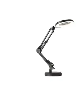  LED Stm. stolná lampa s lupou 2v1 AURIQ LOUPE LED/10W/5V 3000/4000/6500K čierna 004022