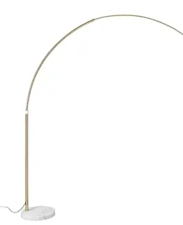 Oblúková lampa mosadz s bielym mramorovým podstavcom nastaviteľná - XXL